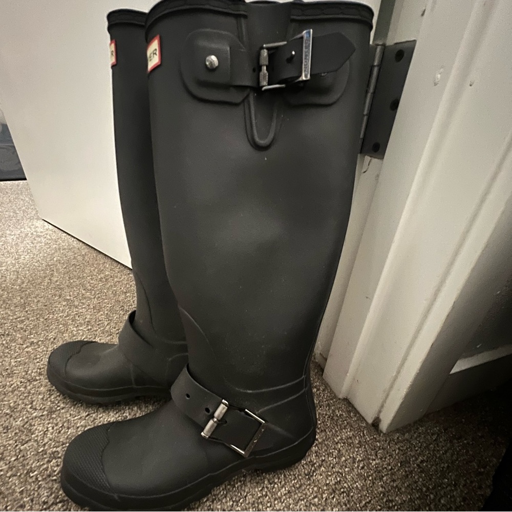 ▪️ Tall matte black Hunter biker boots EU 38